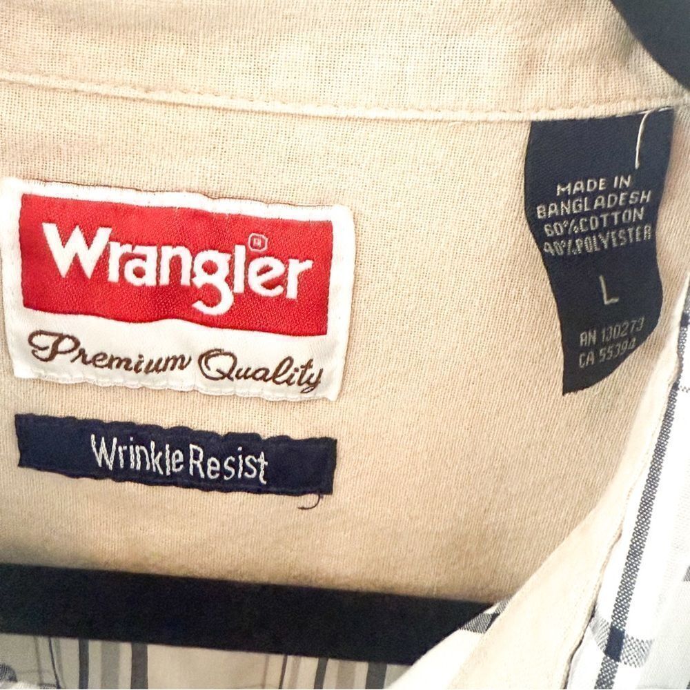 🍋 Wrangler • Men’s Plaid Wrinkle-Resist Long-Sleeve Shirt L - Picture 2 of 4